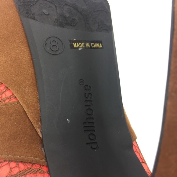 DOLLHOUSE Brown Zip Up Platform Stilettos 8 NEW - Picture 8 of 8